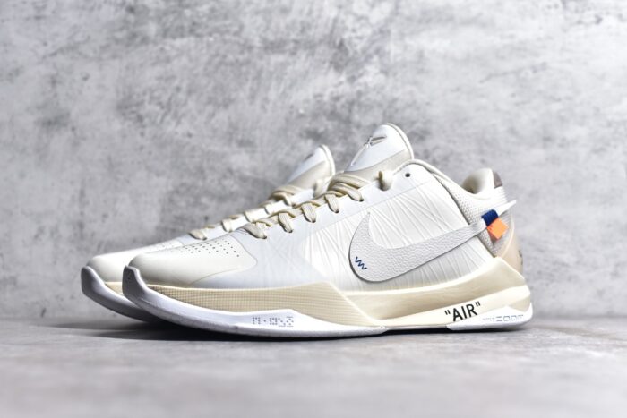 Kobe 5 off-White x Nike Zoom “Sail” crossreps