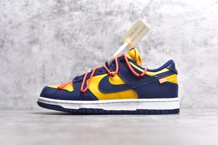 NK Dunk Low Off-White University Gold Midnight Navy CT0856-700 crossreps