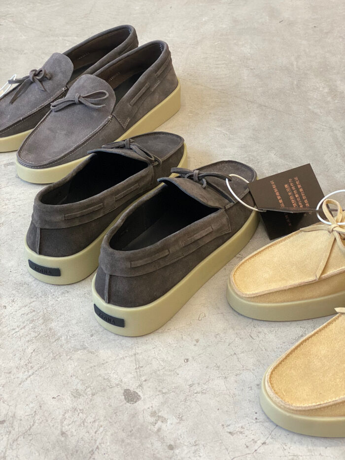 F0G X Zegna Suede Boat Shoes crossreps