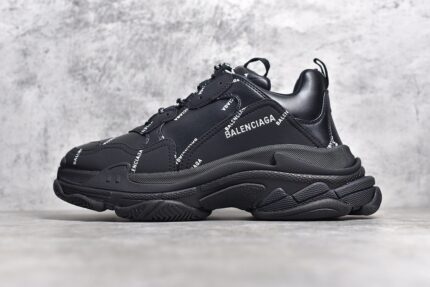 Balenciaga Triple S Allover Logo Black crossreps