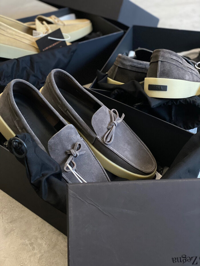 F0G X Zegna Suede Boat Shoes crossreps
