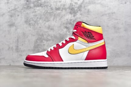 The Air Jordan 1 Light Fusion Red features a premium white leather upper with fusion red accents, iconic Swoosh branding, and Air Jordan wings logo on the heel. With a cushioned midsole and durable rubber outsole, it offers comfort and traction for everyday wear. Bold and energetic, it's a must-have addition to any sneaker collection Crossreps