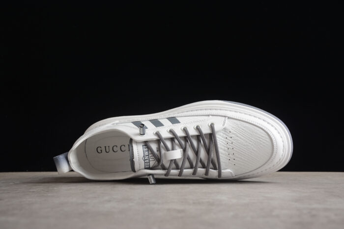 Gucci White Leather Sneakers with Grey Sole crossreps