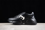 Gucci All-Black Chunky Sole Sneakers with White Interlocking G Logo crossreps