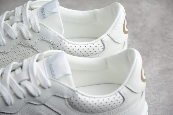 Gucci Rhyton Leather Sneaker in White crossreps