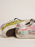 Super-Star sneakers in white leather with multicolored graffiti print crossreps