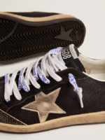 Black canvas Ball Star sneakers with platinum-colored star crossreps