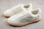 Gucci White Leather Sneakers with Embossed GG Logo and Gum Sole crossreps