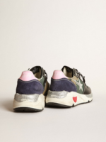 Running Sole sneakers in camouflage canvas with silver laminated leather star and baby-pink leather crossreps