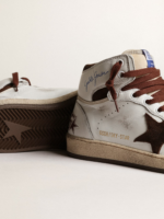 Sky-Star in white nappa leather with chocolate suede star crossreps