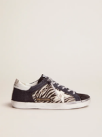 LAB Limited Edition Super-Star sneakers in denim, zebra-print pony skin and suede crossreps