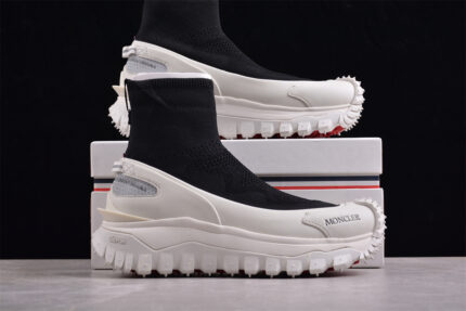 Moncler Trailgrip GTX High-Top Sneakers in Black and White crossreps