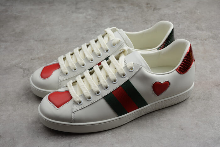 Gucci Ace Leather Sneaker with Red and Green Web crossreps