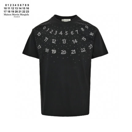 MM6 Numbers Rhinestone Logo T-Shirt crossreps