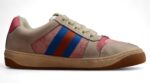 Retro Beige Sneakers with Blue and Red Stripes crossreps