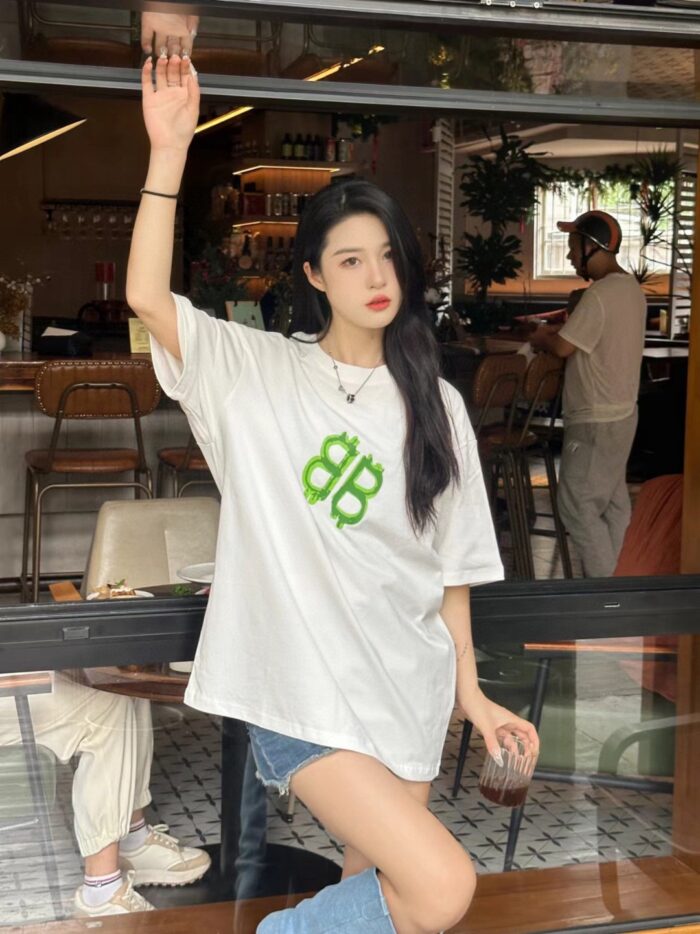 24ss Neon Green Hand Drawing Double B Logo T-Shirt crossreps