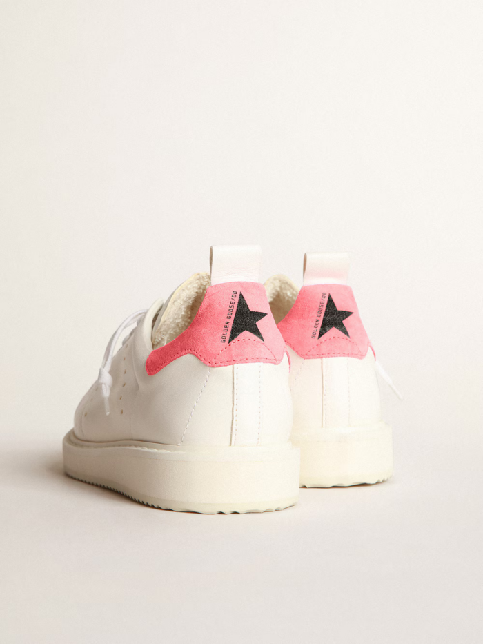 Starter sneakers in white nappa leather with pink suede heel tab crossreps