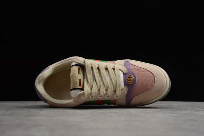 Gucci Screener Leather and Suede Sneaker with Web Stripe crossreps