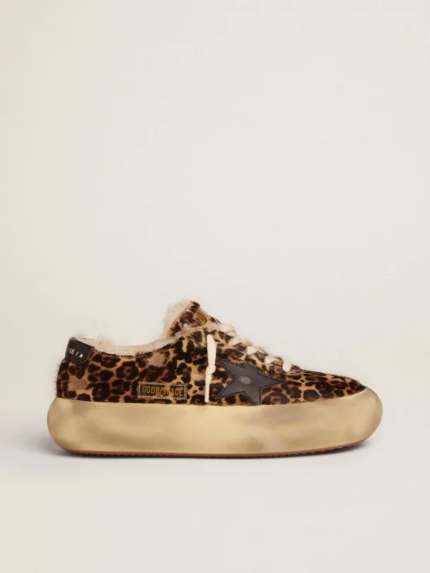 Space-Star shoes in animal-print pony skin with shearling lining crossreps