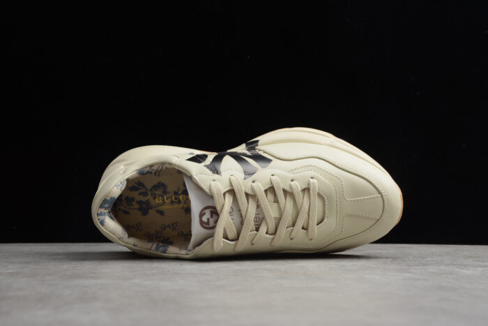 Gucci Rhyton Leather Sneaker with NY Yankees Print crossreps