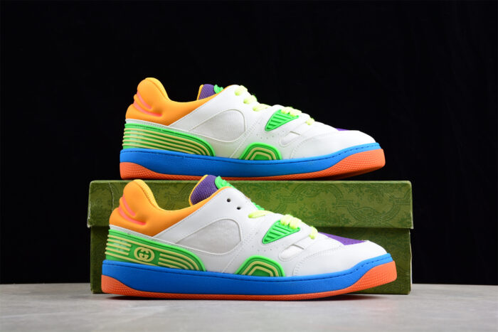 Gucci Neon Multicolor Leather Sneakers with Vibrant Accents crossreps