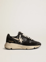 Running Sole sneakers in black nappa leather and suede with white leather star crossreps