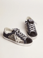 LAB Limited Edition Super-Star sneakers in denim, zebra-print pony skin and suede crossreps