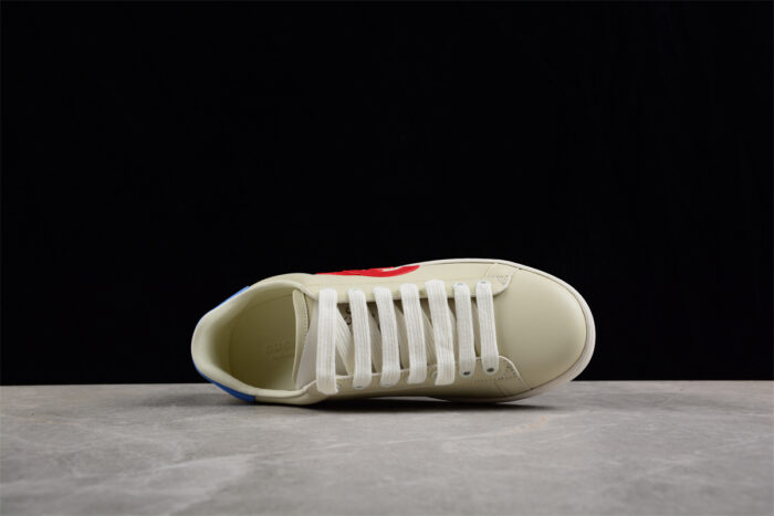 Gucci White Leather Sneakers with Red and Blue GG Logo crossreps