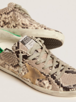 Super-Star LTD sneakers with snake-print leather upper and green laminated leather heel tab crossreps