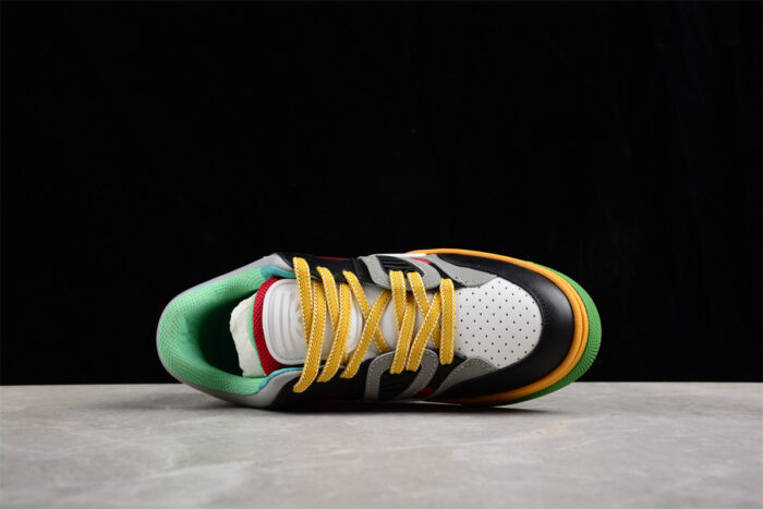 Gucci Multicolor Leather Sneakers with Yellow Laces and Vibrant Soles crossreps