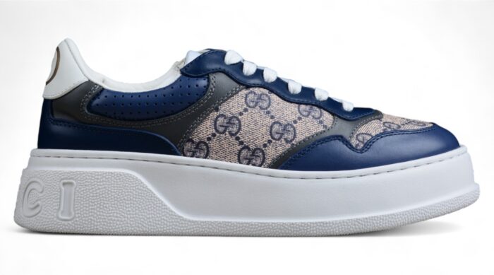 Gucci Basket Sneaker - Navy and Beige GG Monogram crossreps