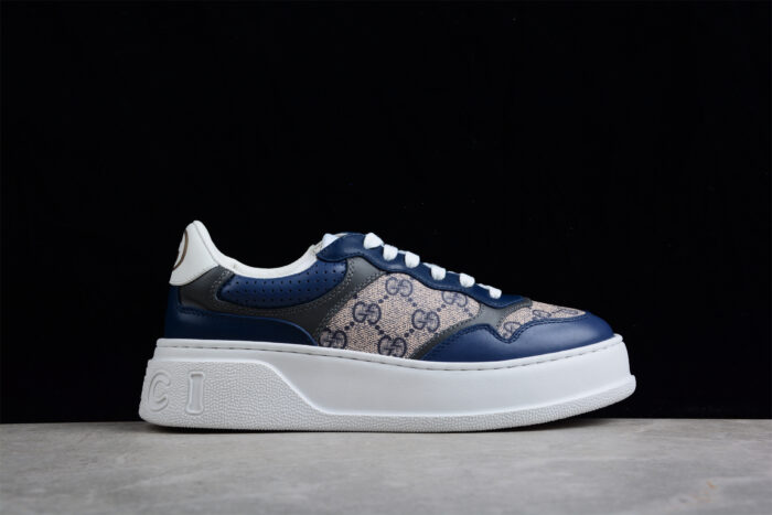 Gucci Basket Sneaker - Navy and Beige GG Monogram crossreps