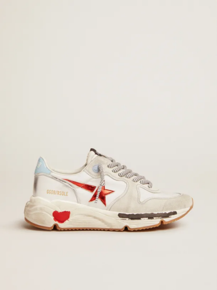 Running Sole sneakers in nylon and suede with red laminated leather star crossreps