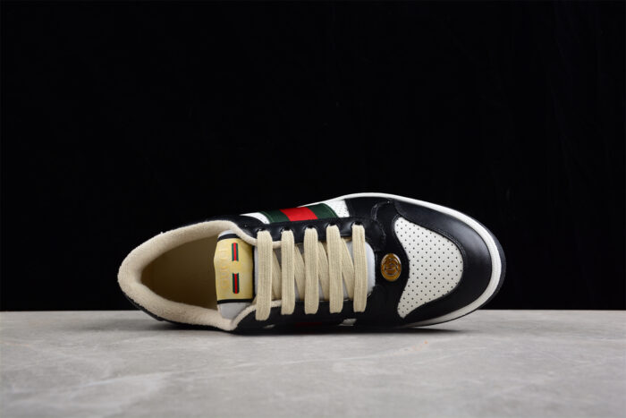 Gucci Black Leather Sneakers with Green and Red Web Stripe crossreps