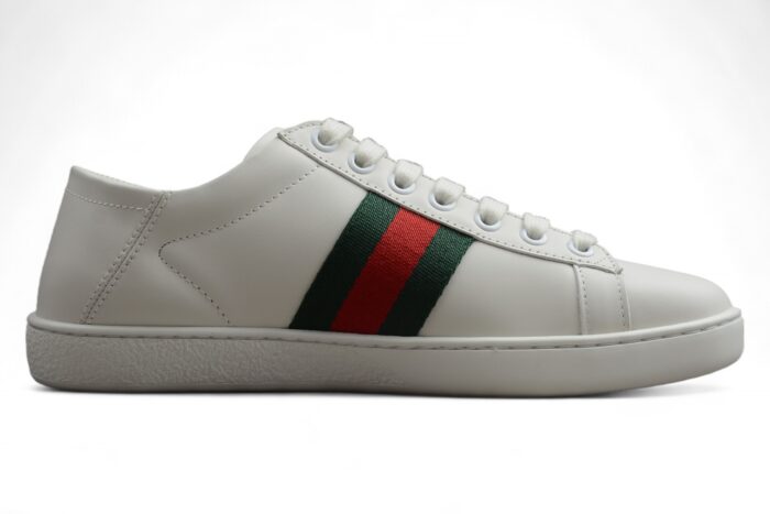 Gucci Ace Leather Sneaker with Green and Red Web crossreps