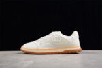 Gucci White Leather Sneakers with Embossed GG Logo and Gum Sole crossreps