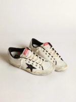 Super-Star LTD sneakers in beige canvas with black leather star and white leather heel tab crossreps