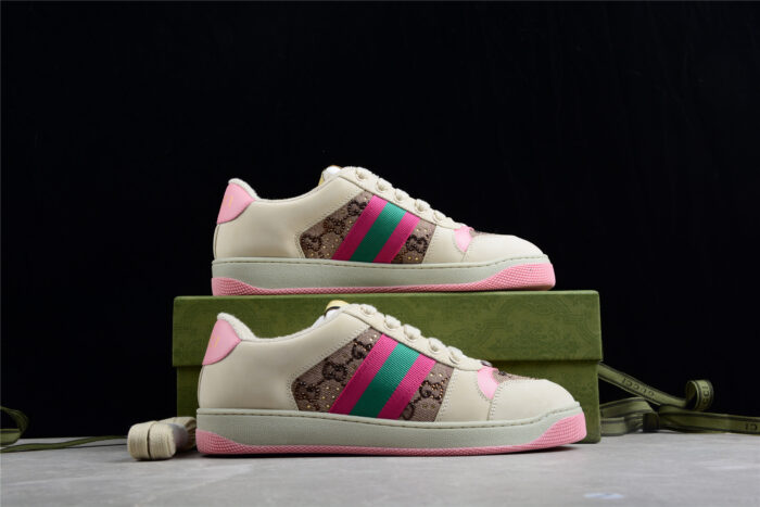 Gucci Screener Pink and Green GG Sneaker crossreps