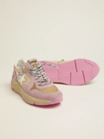 Pastel pink Running Sole sneakers with white star crossreps