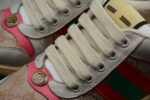 Gucci Screener Leather and Suede Sneaker with Web Stripe and Pink crossreps