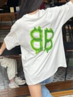 24ss Neon Green Hand Drawing Double B Logo T-Shirt crossreps