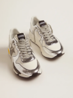 Silver and white Running Sole sneakers crossreps