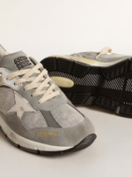 Dad-Star in suede and silver mesh with white leather star and heel tab crossreps