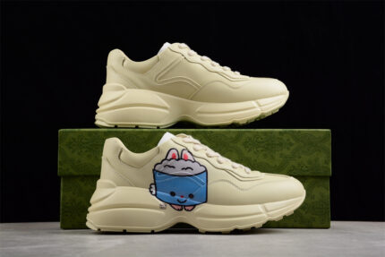 Gucci Rhyton Sneaker with Blue Cartoon Print crossreps