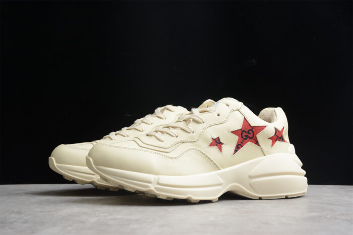 Gucci Rhyton Leather Sneaker with Red GG Stars crossreps