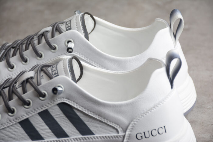 Gucci White Leather Sneakers with Grey Sole crossreps