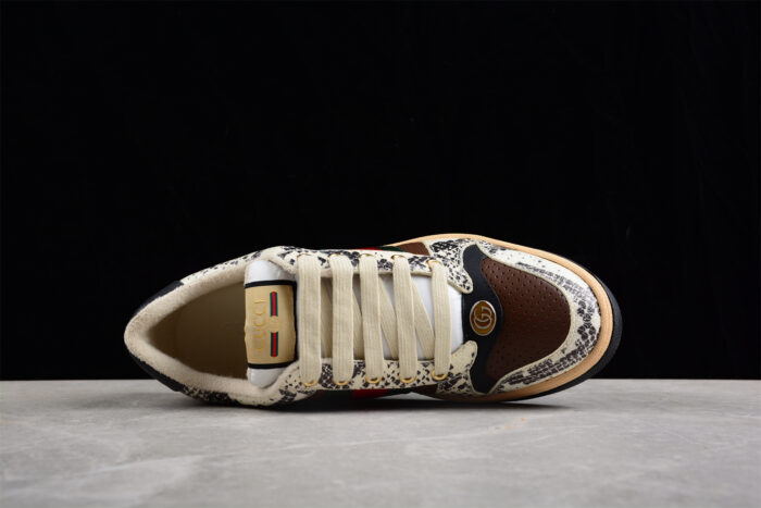 Gucci Sneaker with Python Print and Green-Red Stripes crossreps