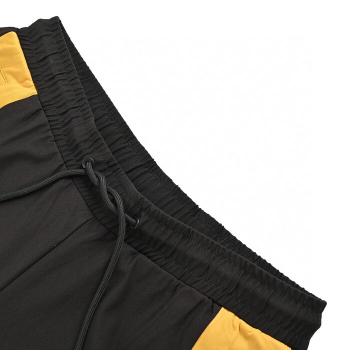 Yellow Joint Color Casual Elastic Pants crossreps