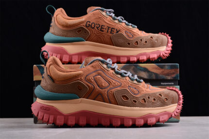 Moncler Trailgrip Lace-Up Sneakers in Tan and Pink with Vibram Sole crossreps