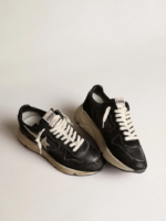 Running Sole sneakers in black nappa leather and suede with white leather star crossreps